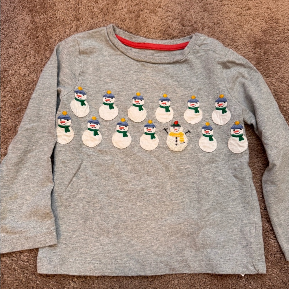 Baby Boden Snowman Appliqué Shirt
